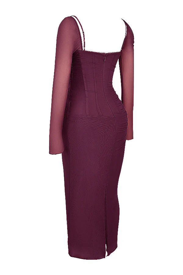 Nora | Deep Maxi Dress with Long Sleeves - Image 22