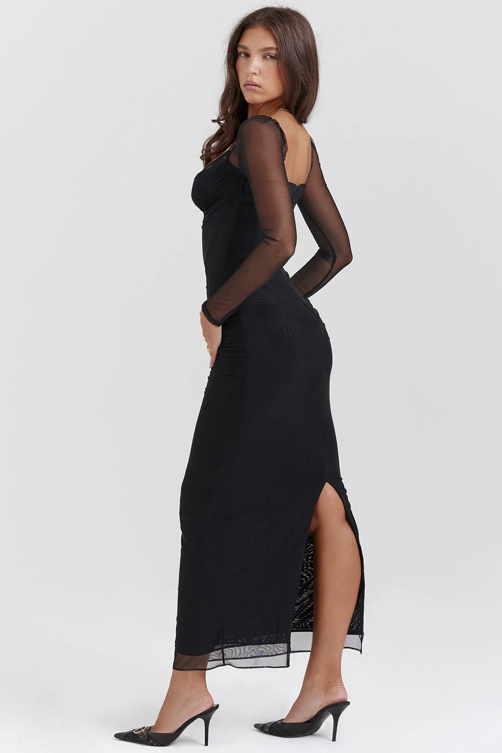 Nora | Deep Maxi Dress with Long Sleeves - Image 24