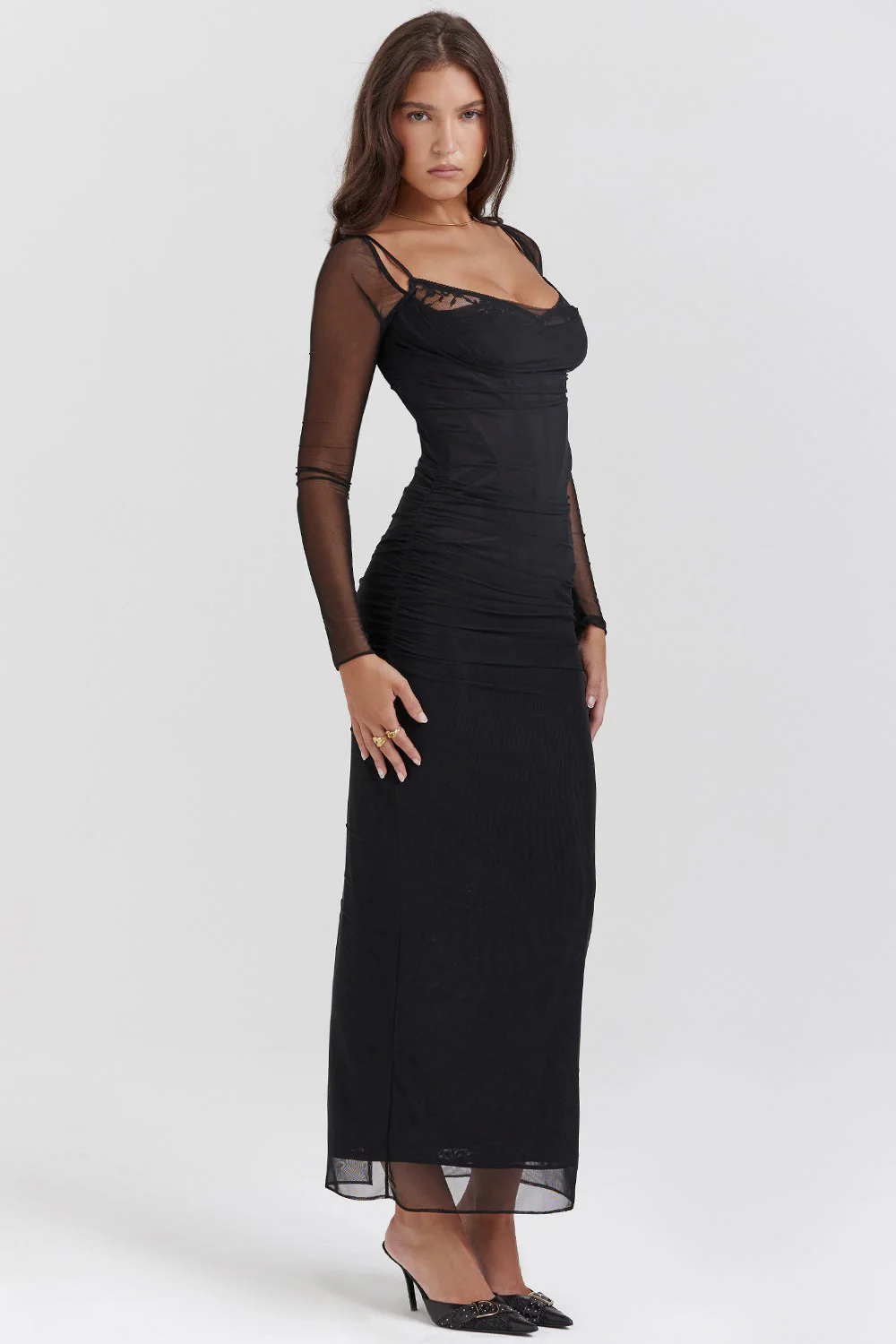 Nora | Deep Maxi Dress with Long Sleeves - Image 26