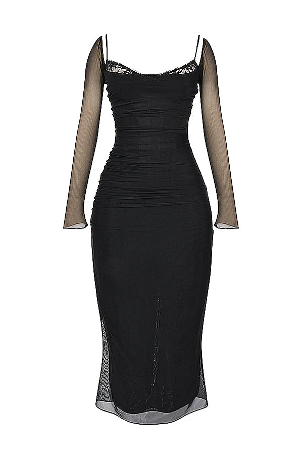 Nora | Deep Maxi Dress with Long Sleeves - Image 29