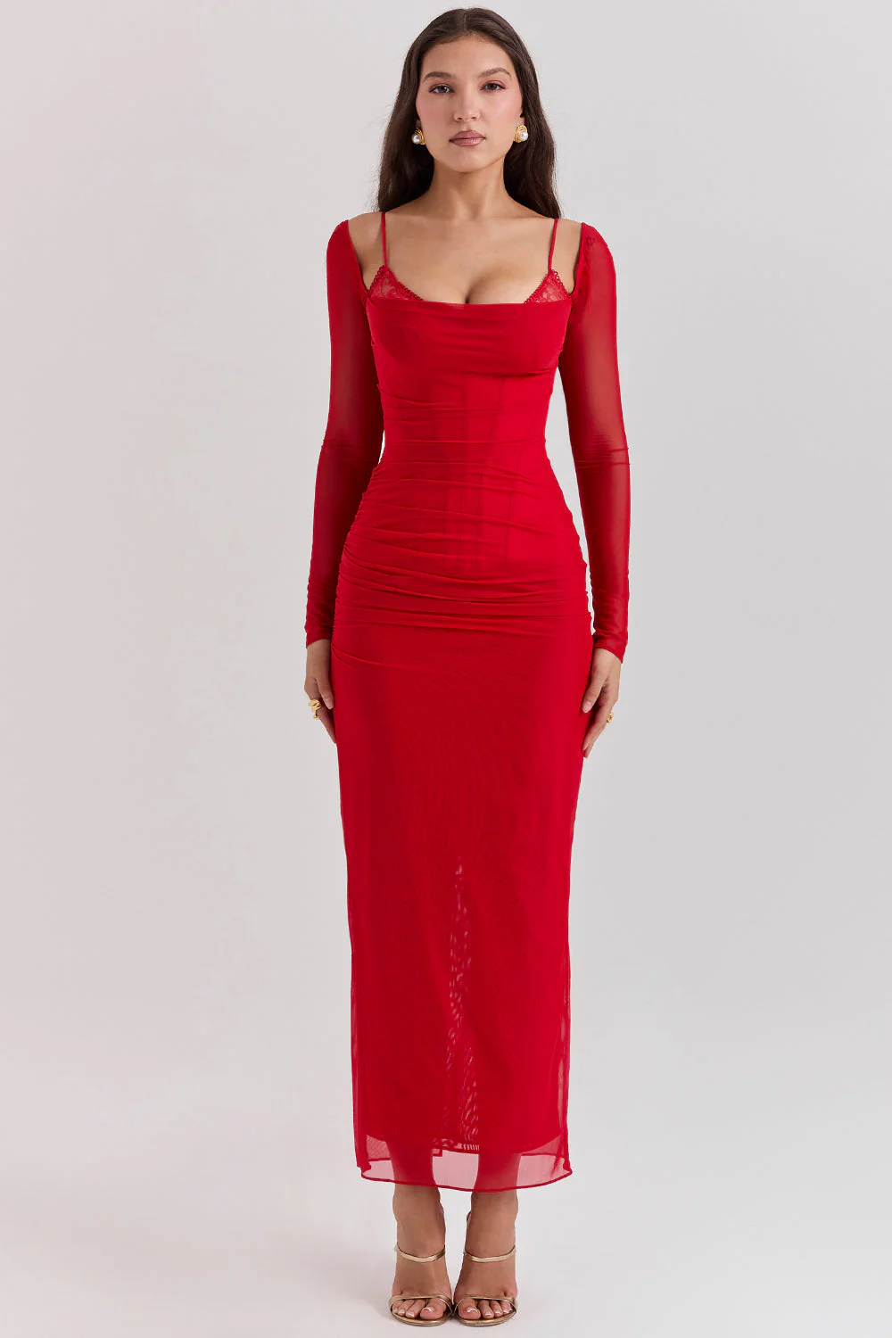 Nora | Deep Maxi Dress with Long Sleeves - Image 3
