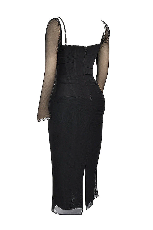 Nora | Deep Maxi Dress with Long Sleeves - Image 31