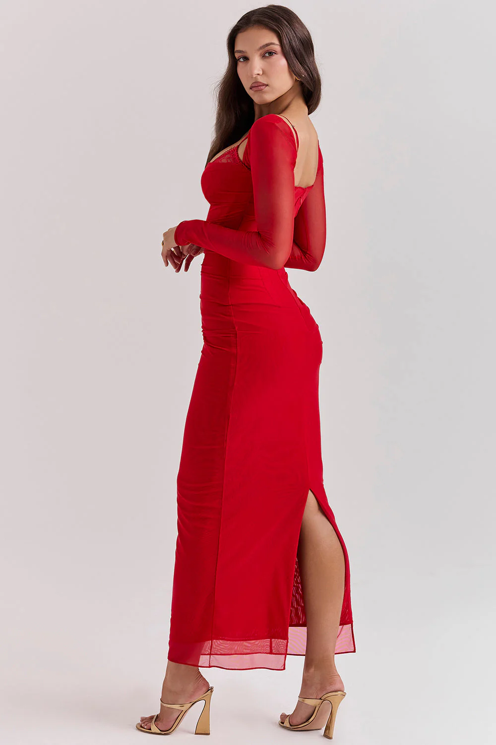 Nora | Deep Maxi Dress with Long Sleeves - Image 4