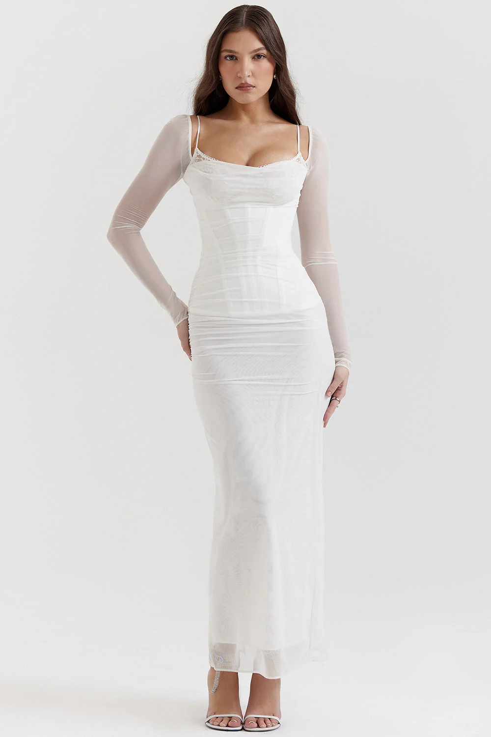 Nora | Deep Maxi Dress with Long Sleeves - Image 40