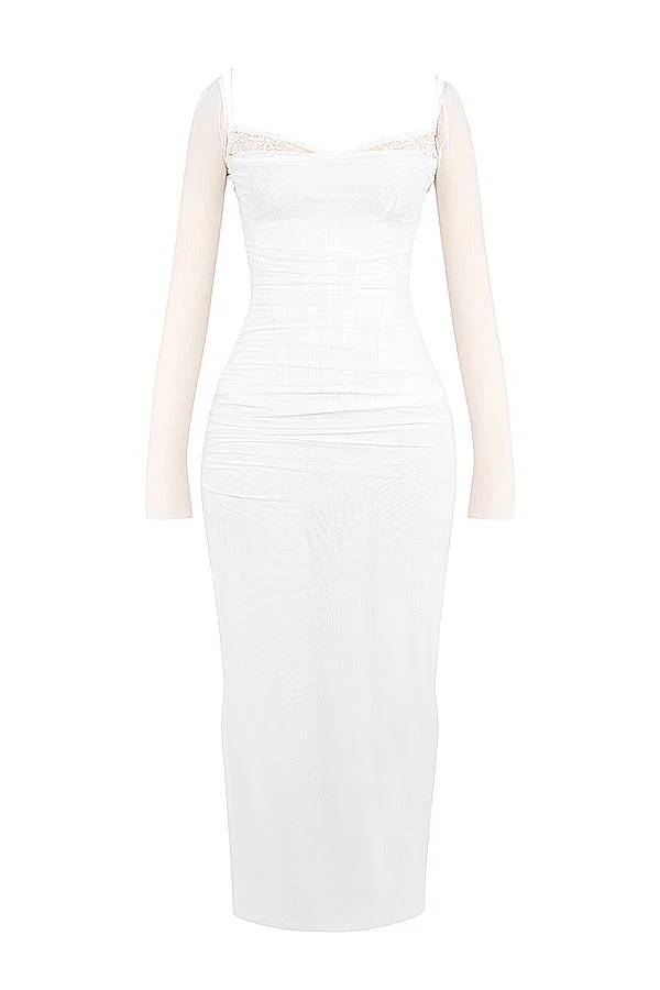 Nora | Deep Maxi Dress with Long Sleeves - Image 41