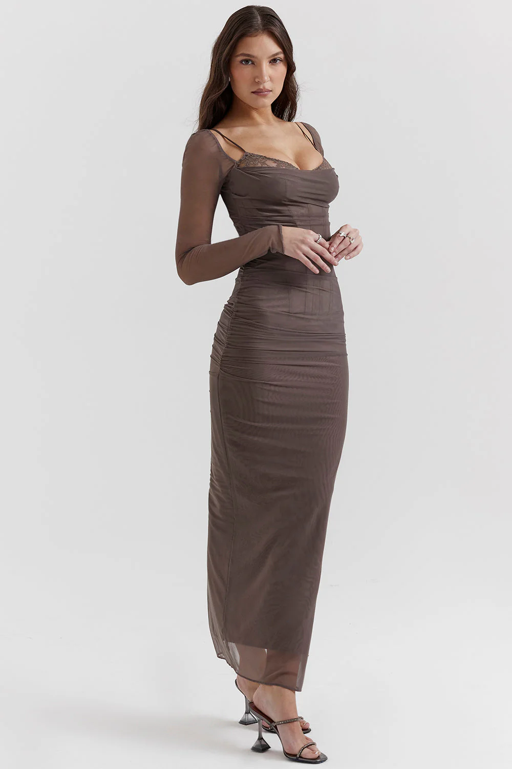 Nora | Deep Maxi Dress with Long Sleeves - Image 47