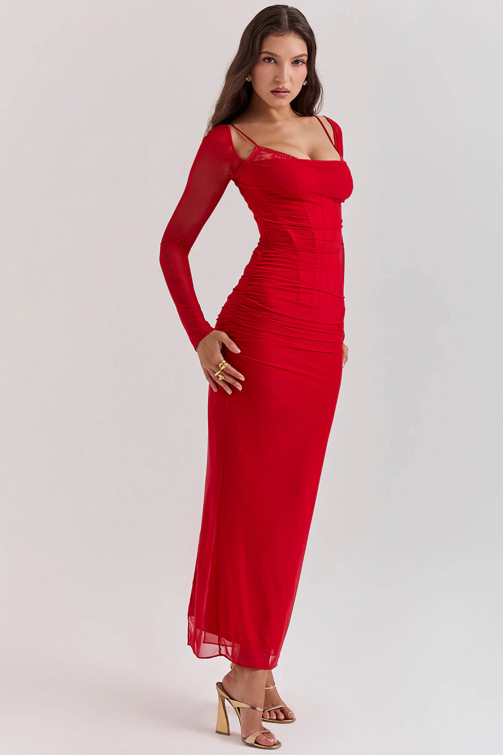 Nora | Deep Maxi Dress with Long Sleeves - Image 5