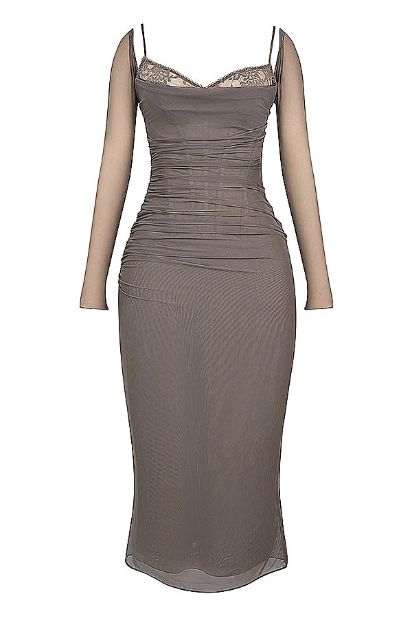 Nora | Deep Maxi Dress with Long Sleeves - Image 50