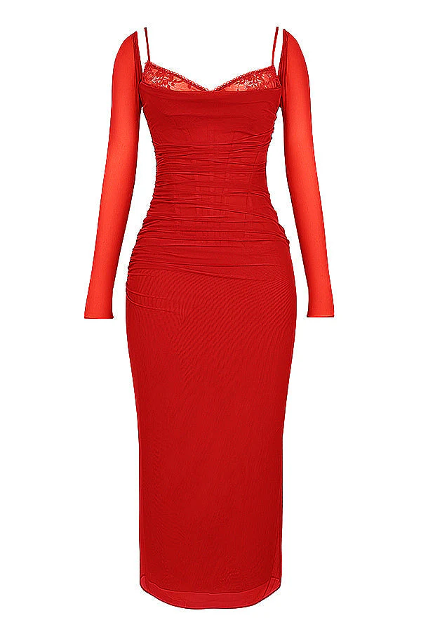 Nora | Deep Maxi Dress with Long Sleeves - Image 9
