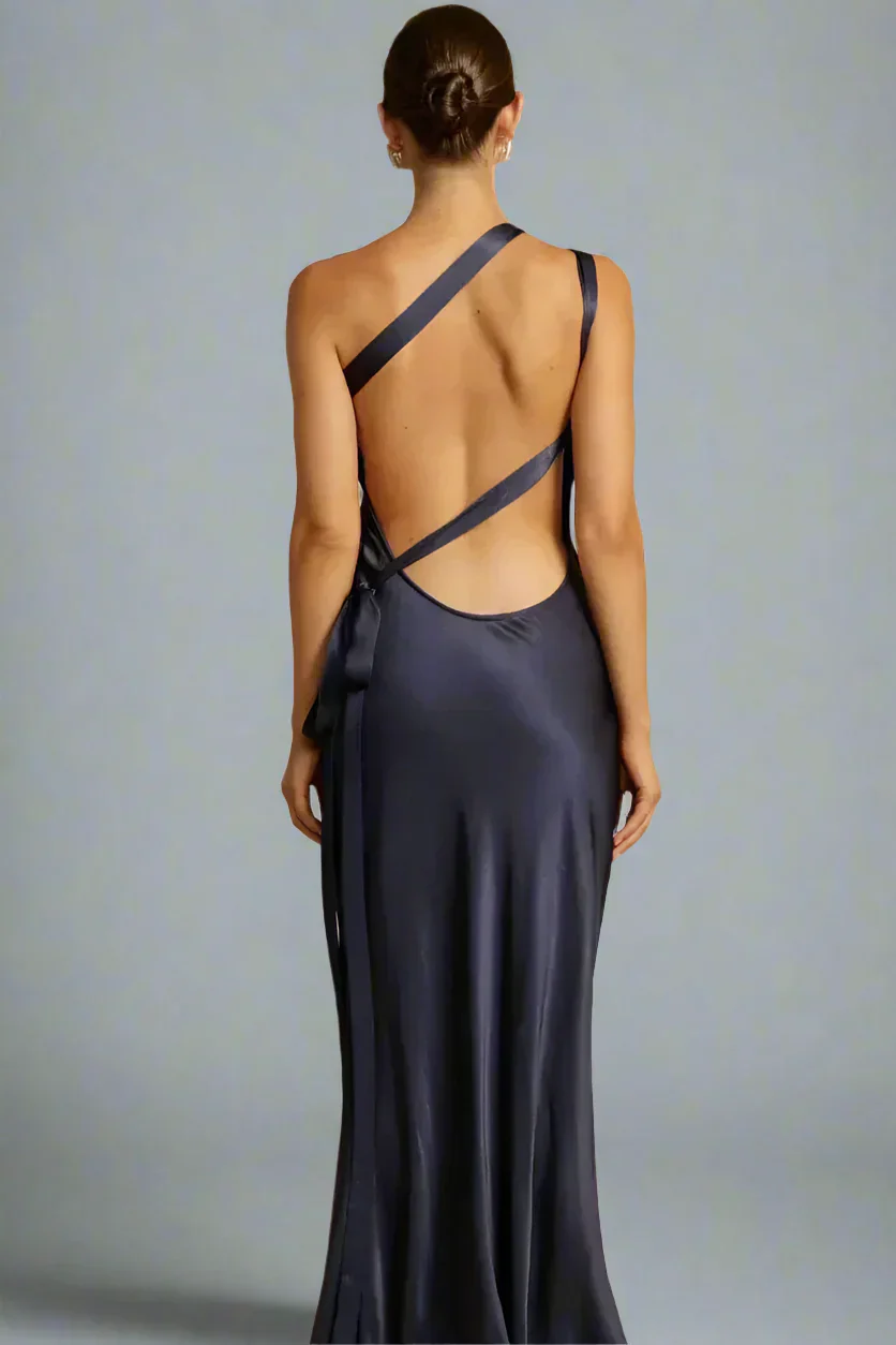 Odette | One-Shoulder Satin Evening Dress - Image 3
