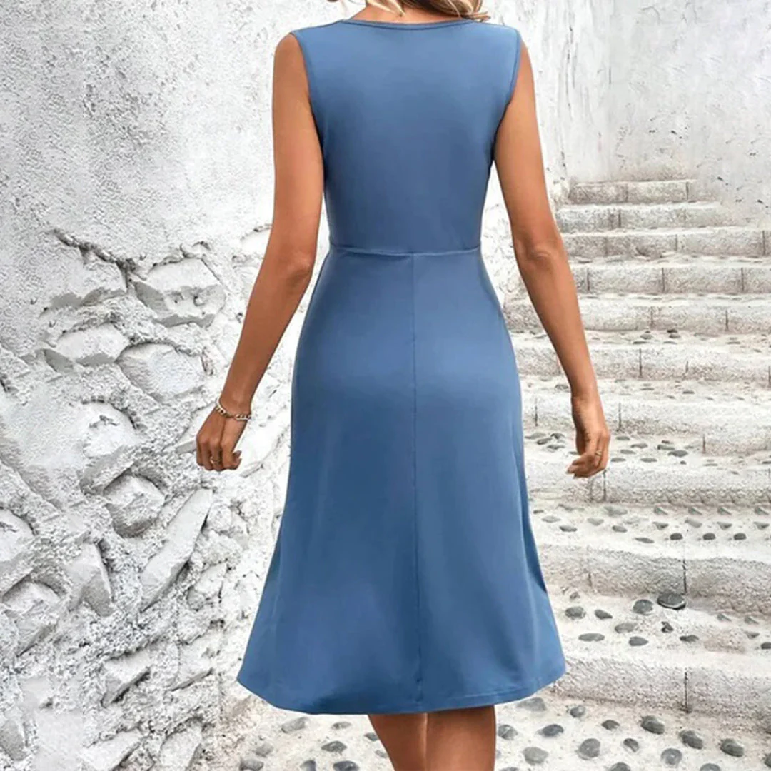 Orlaith | Women's Summer Sleeveless Dress with Wrap Neckline - Image 7