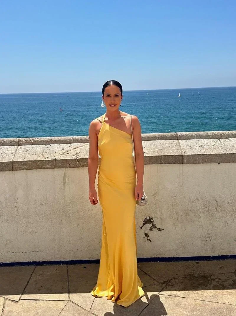 Ottilie | Women's Satin Maxi Dress with Spaghetti Straps - Image 3