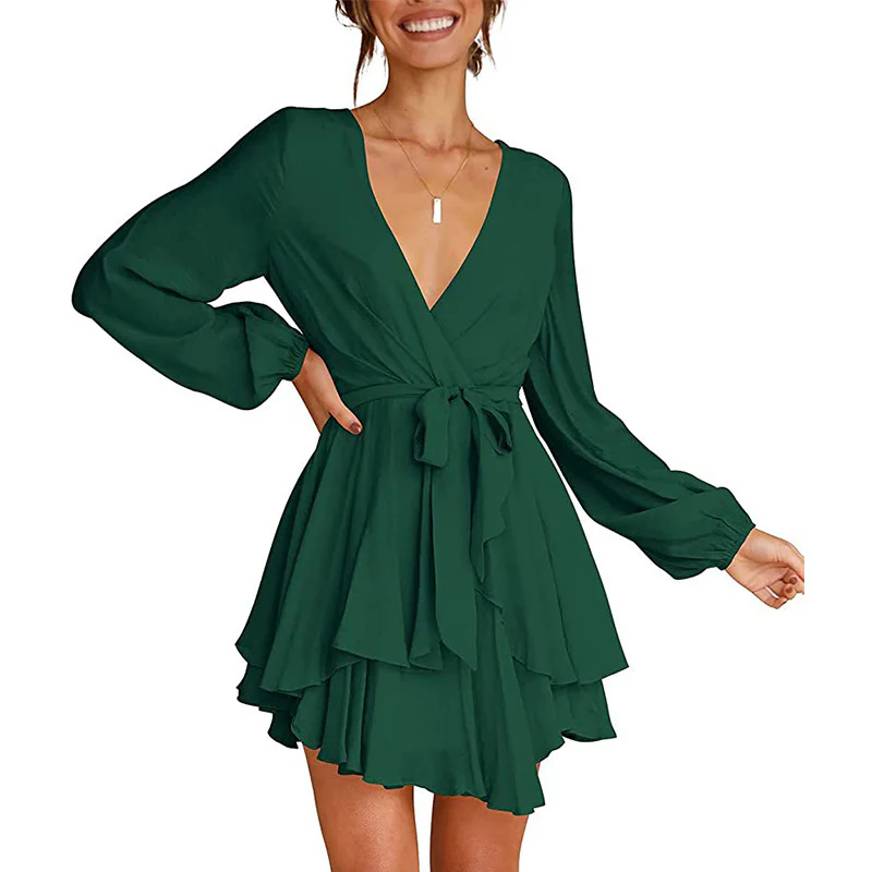 Portia | Lantern Sleeves V-Neck Dress - Image 12