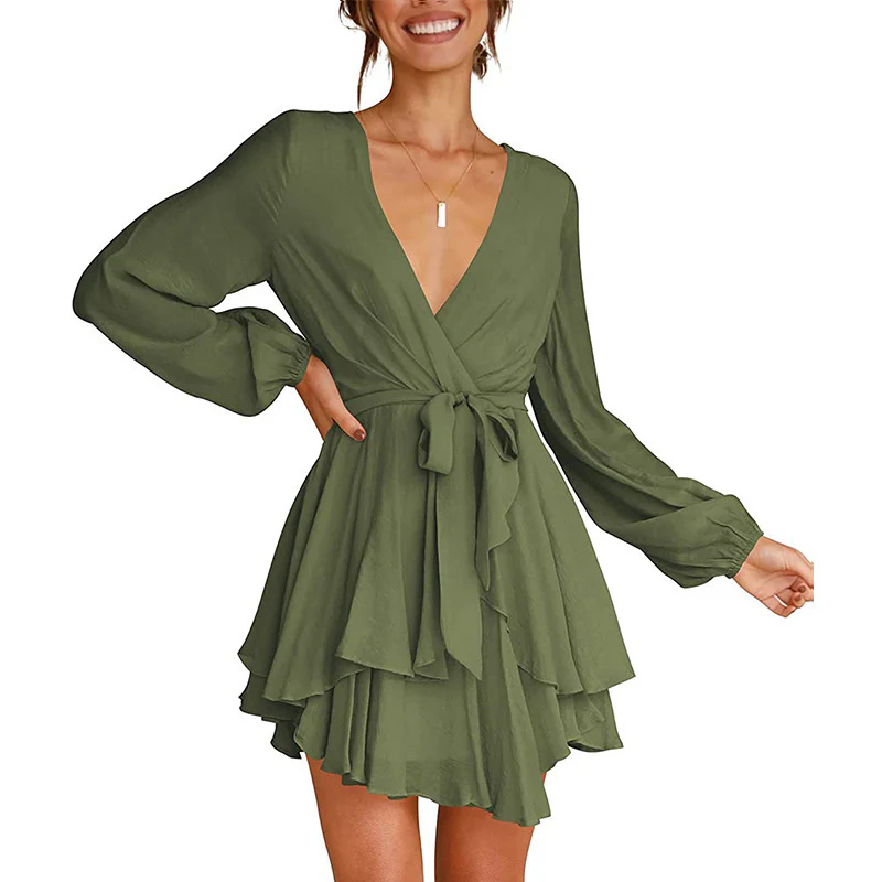 Portia | Lantern Sleeves V-Neck Dress - Image 16