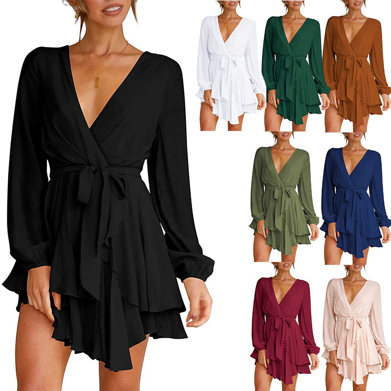 Portia | Lantern Sleeves V-Neck Dress - Image 19