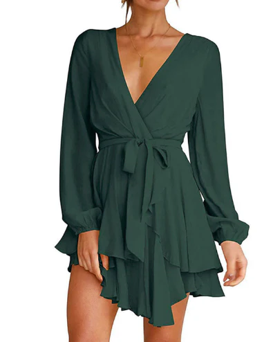 Portia | Lantern Sleeves V-Neck Dress - Image 20