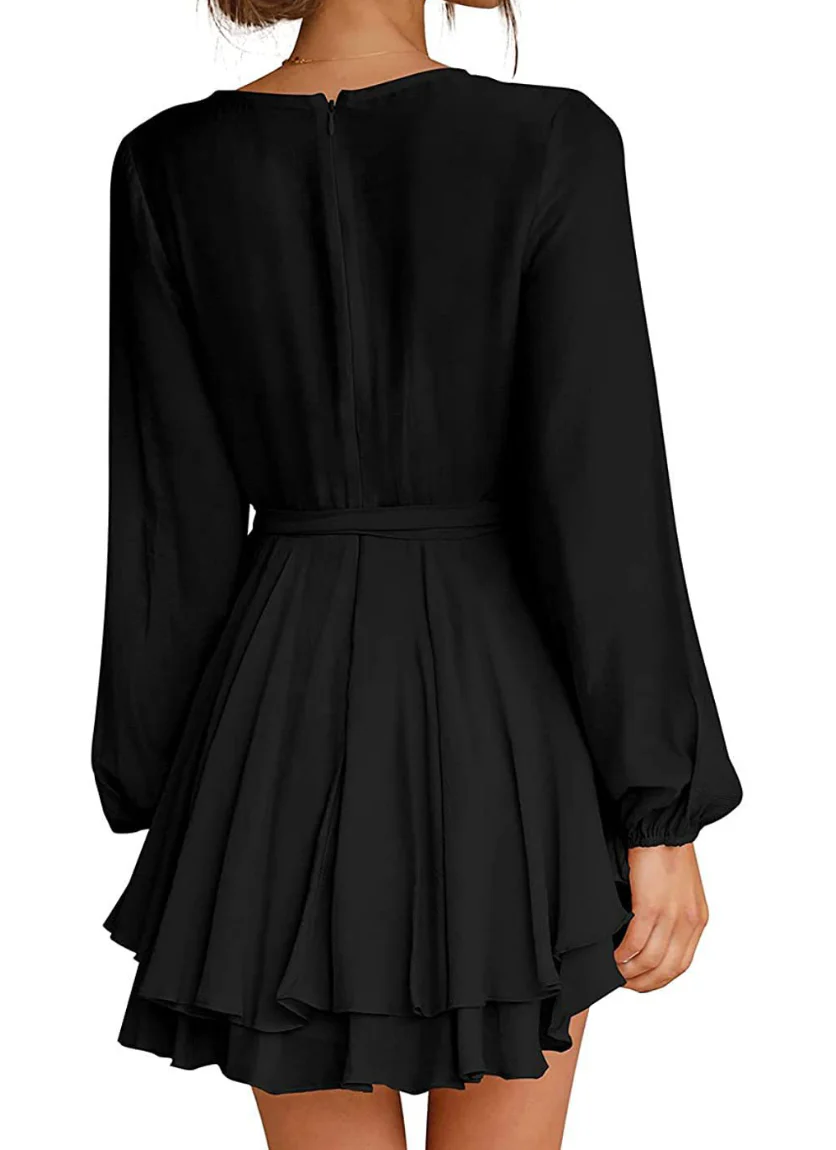 Portia | Lantern Sleeves V-Neck Dress - Image 3