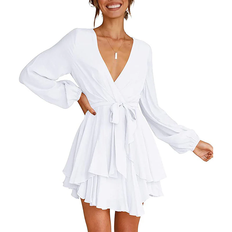 Portia | Lantern Sleeves V-Neck Dress - Image 4