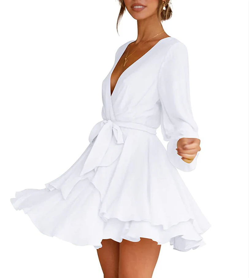 Portia | Lantern Sleeves V-Neck Dress - Image 5