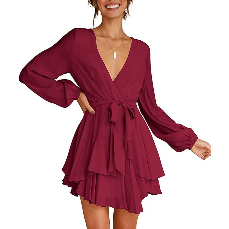 Portia | Lantern Sleeves V-Neck Dress - Image 6