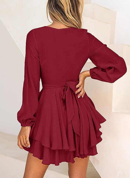 Portia | Lantern Sleeves V-Neck Dress - Image 9