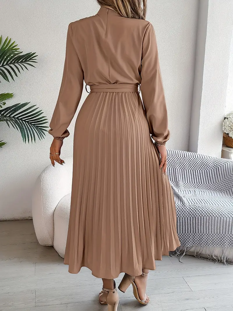 Rae | Women's Chic Pleated Midi Dress with Belted Waist - Image 10