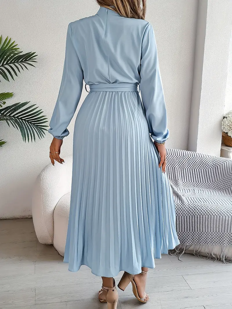 Rae | Women's Chic Pleated Midi Dress with Belted Waist - Image 2