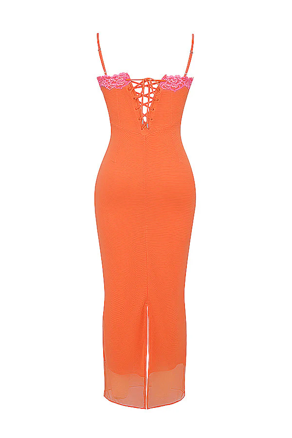 Rosaline | Flame Orange Maxi Dress - Image 10