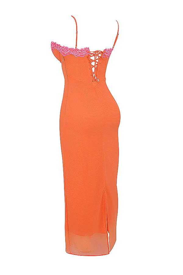 Rosaline | Flame Orange Maxi Dress - Image 11