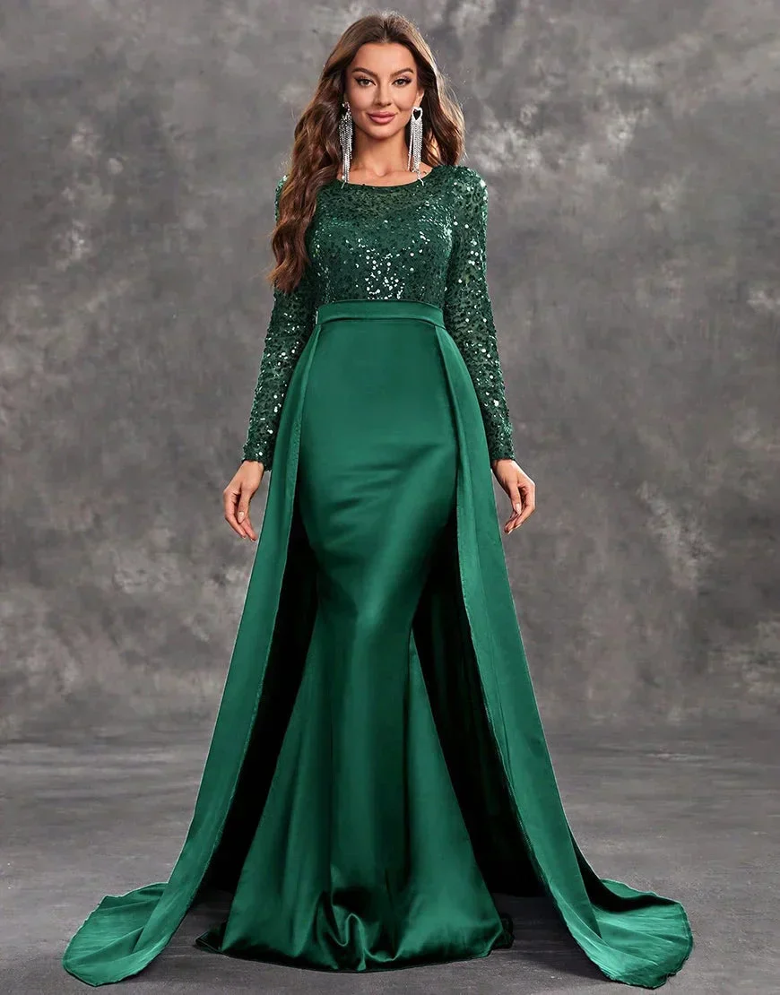 Seren | Women's Sequined Bodice Evening Dress with Flowing Skirt - Image 11