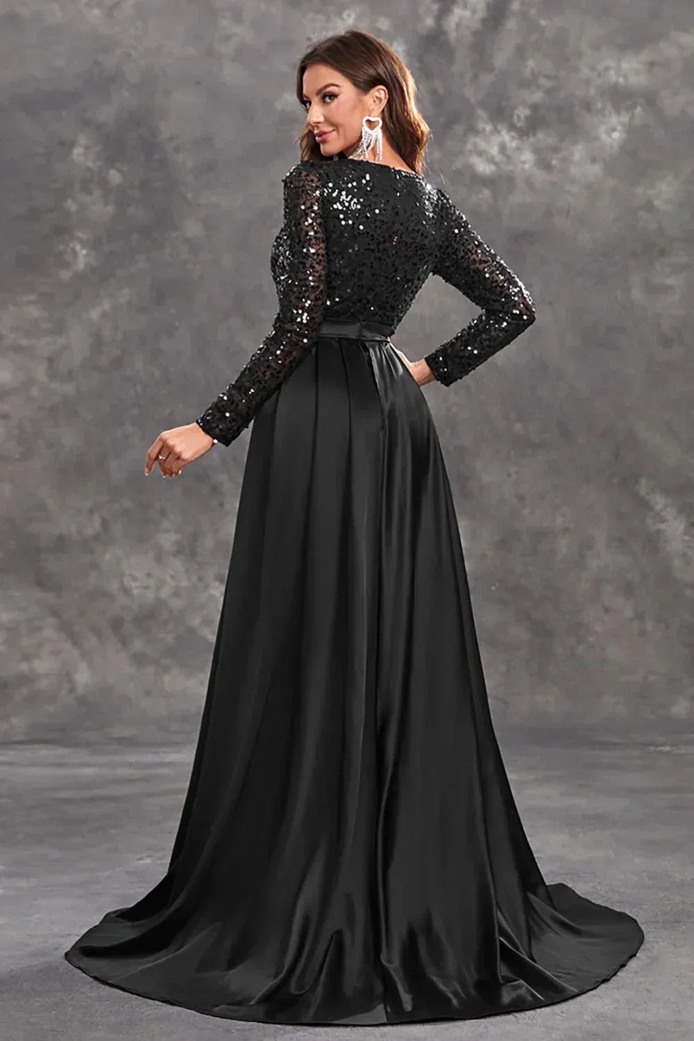 Seren | Women's Sequined Bodice Evening Dress with Flowing Skirt - Image 2
