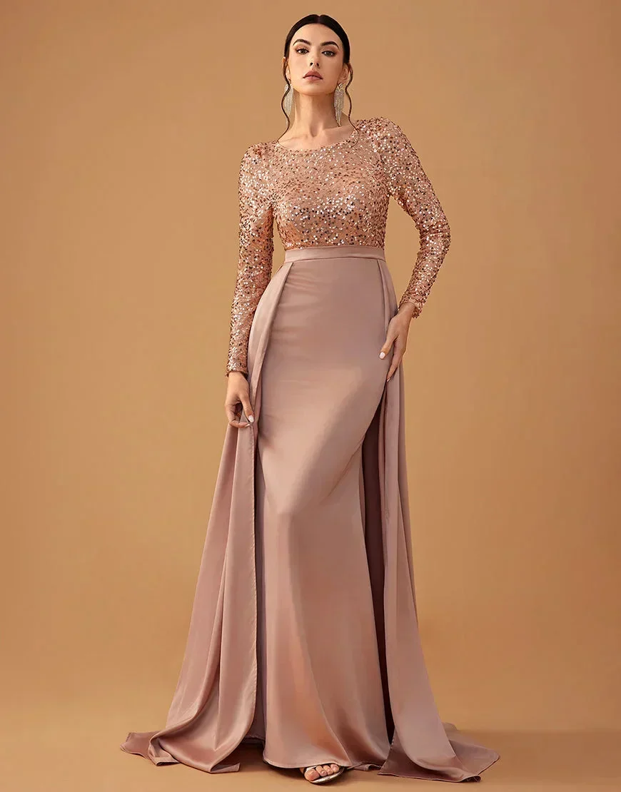 Seren | Women's Sequined Bodice Evening Dress with Flowing Skirt - Image 4