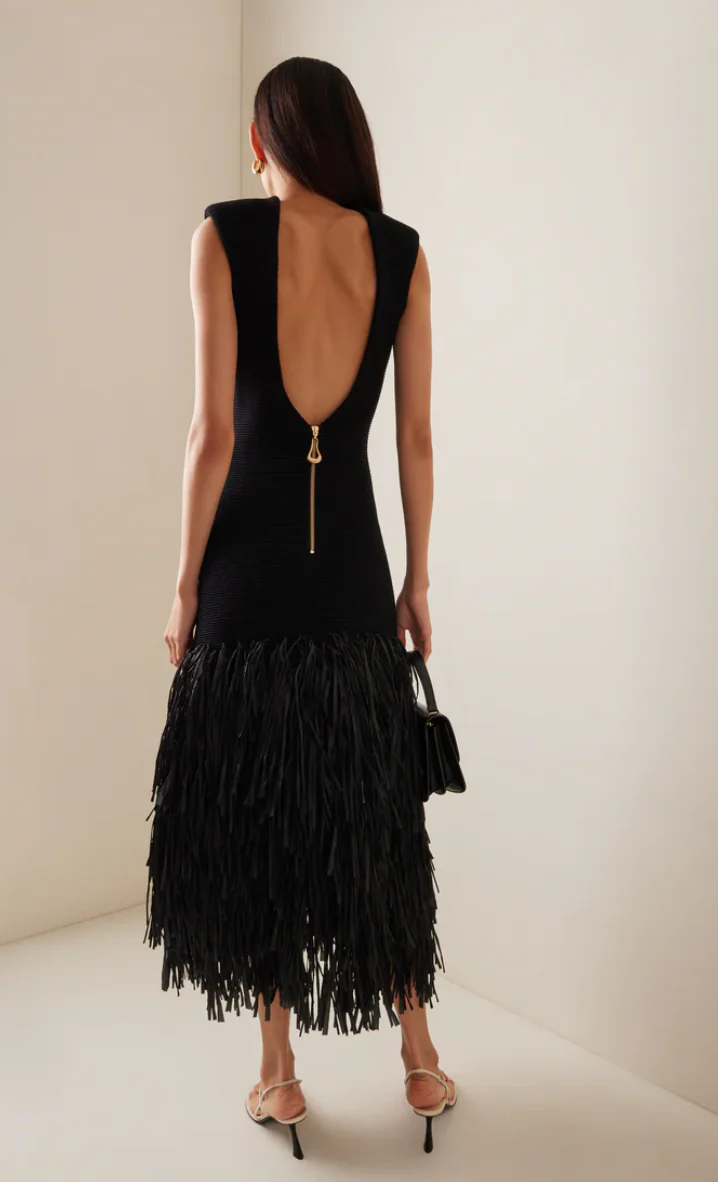 Vera | Rushes Midi Dress In Black - Image 3