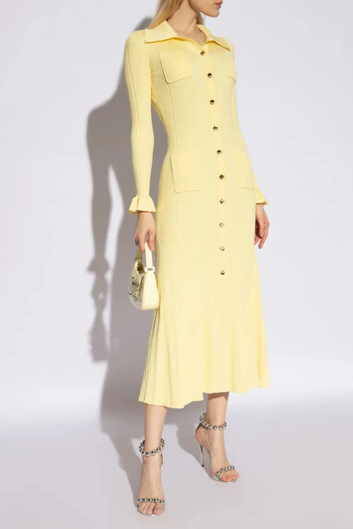 Women's Ribbed Midi Dress with Button Details - Image 5